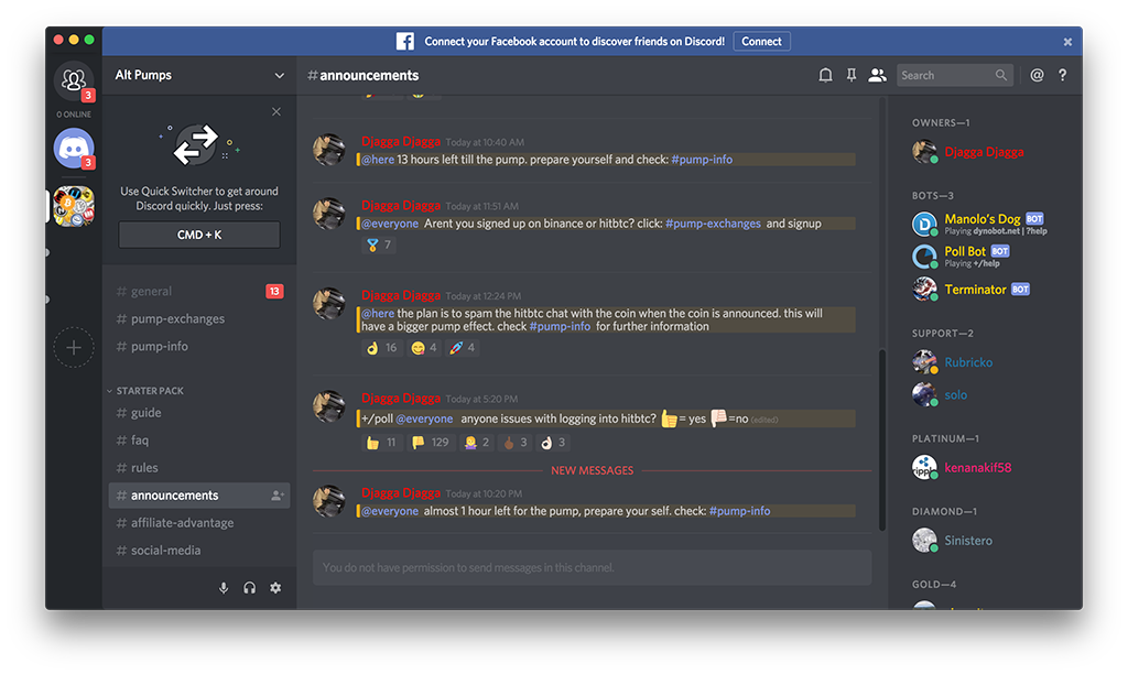 Info bot. Дамп форума. Группы для пампа акций.