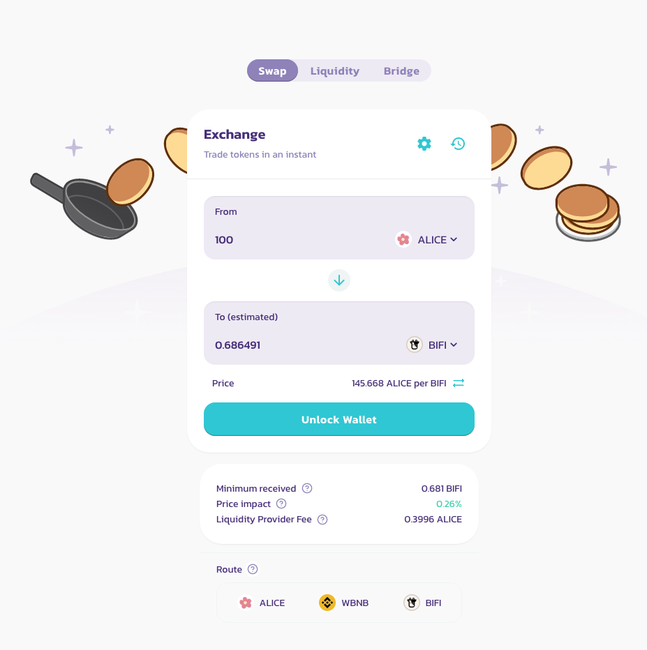 интерфейс торговли в pancakeswap