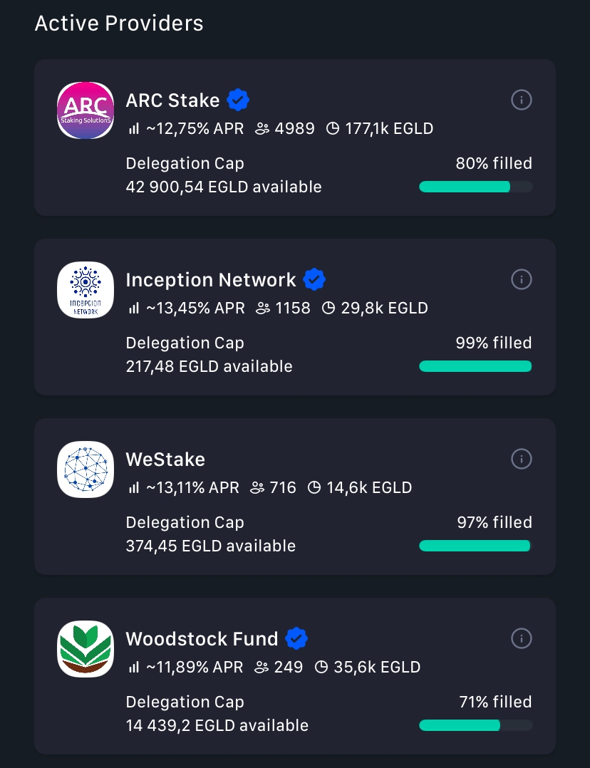 стейкинг провайдеры EGLD